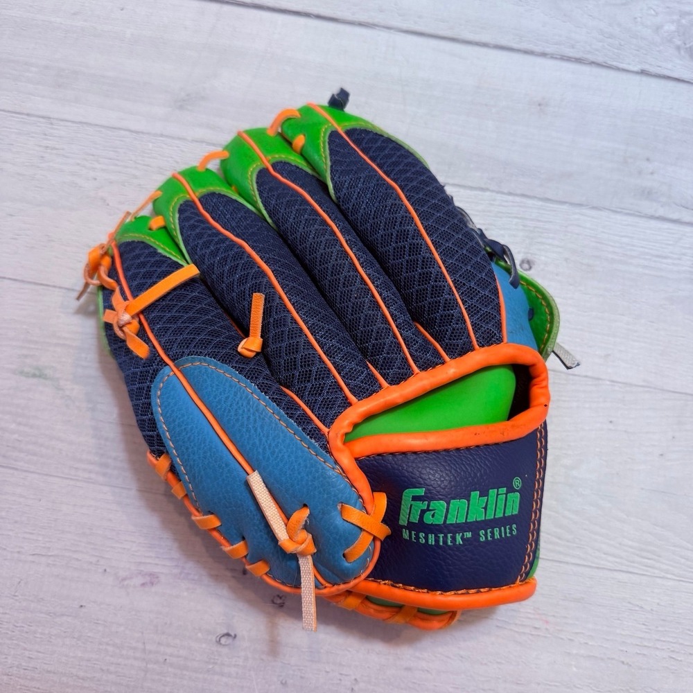 9.5" Teeball Meshtek baseball Glove‎ Right Handed throw blue green neon